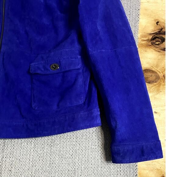 Liz Claiborne New York Suede Leather Jacket Womens L Royal Blue Fade Boho Chic - Picture 6 of 12